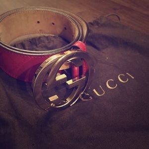 Authentic Burgandy Guccissima Gucci belt for women